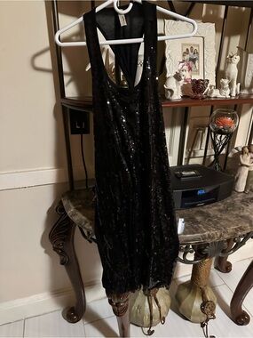 Black Sequin Racerback Dress